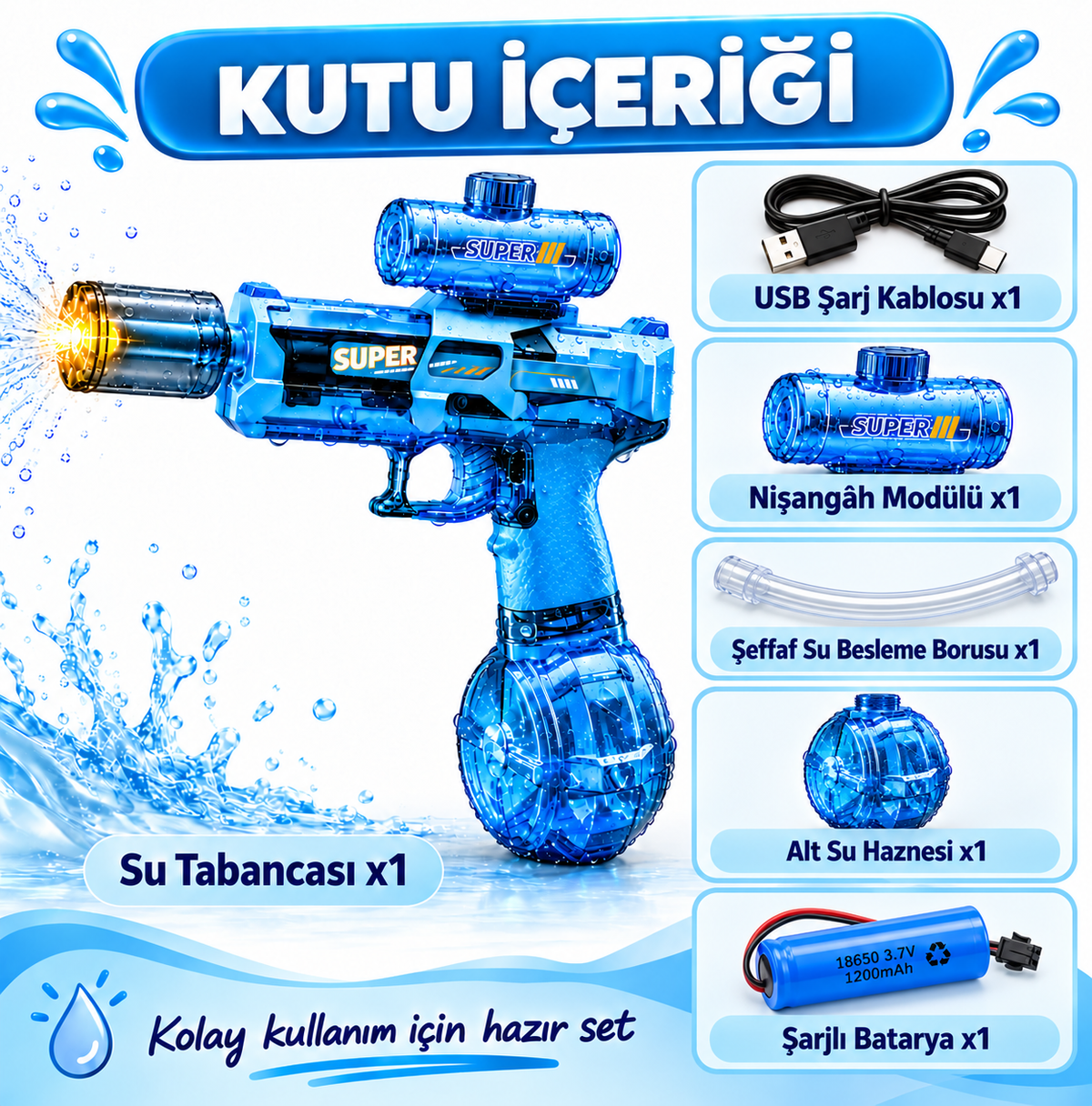 ışıklı sesli su tabancası